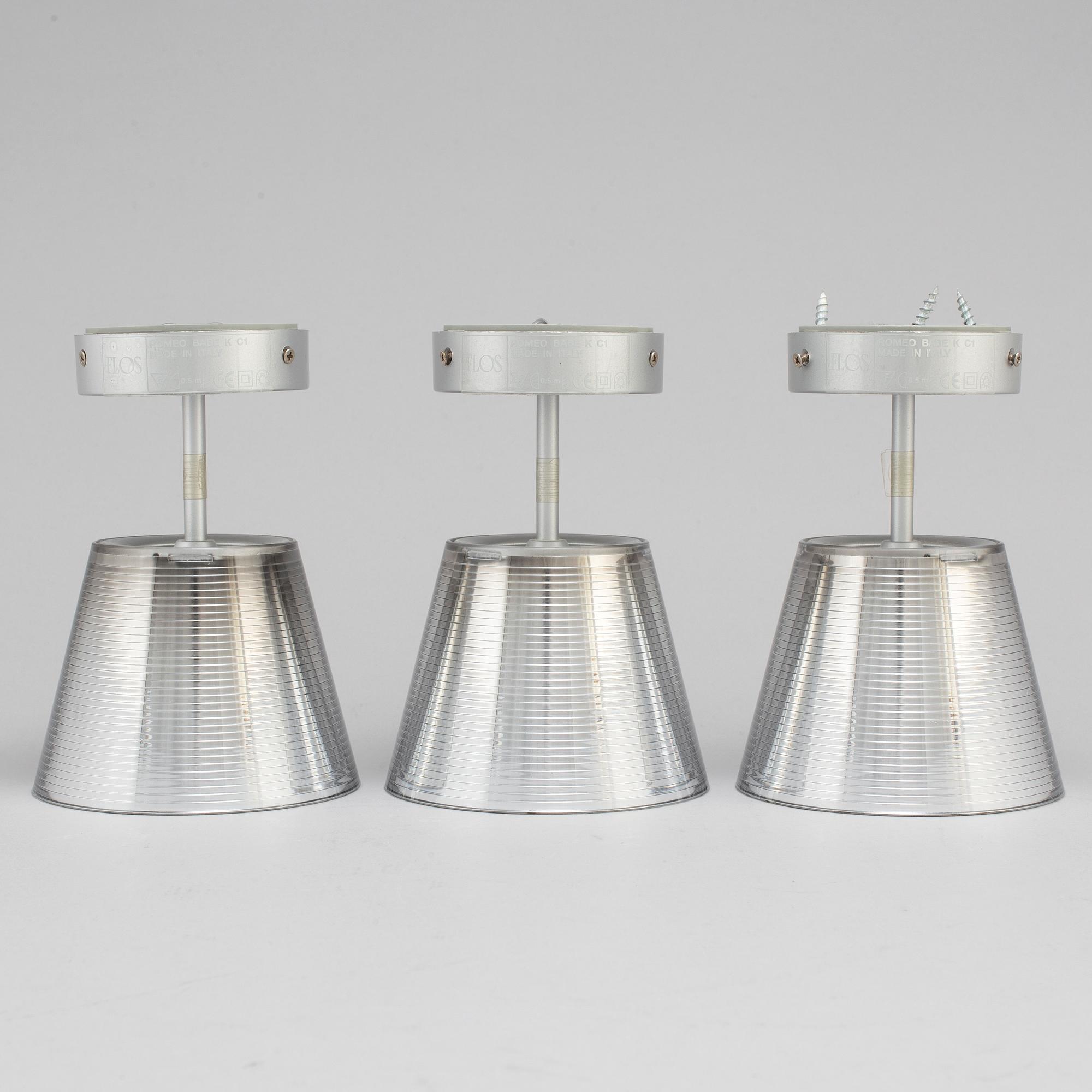 PHILIPPE STARCK, "Romeo Babe", a set of three ceiling lights.