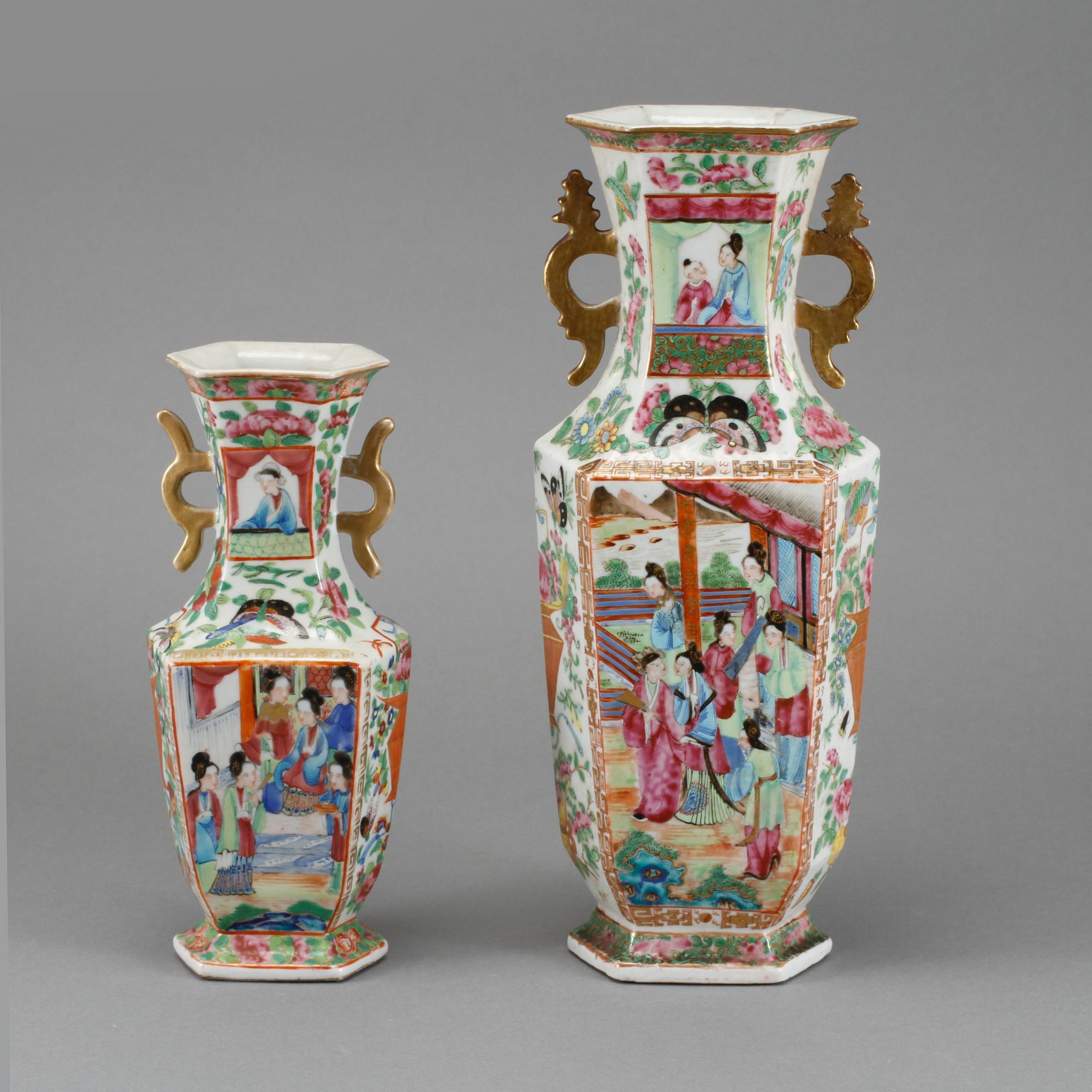 VASER, 2 st, porslin, Kina, 1800-talets slut.