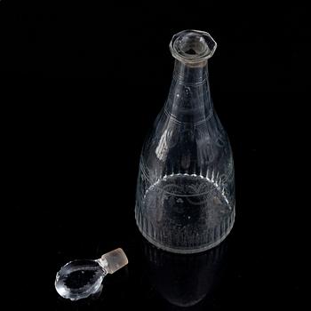 A matched set with a bottle and 11 glasses, 19th Century.