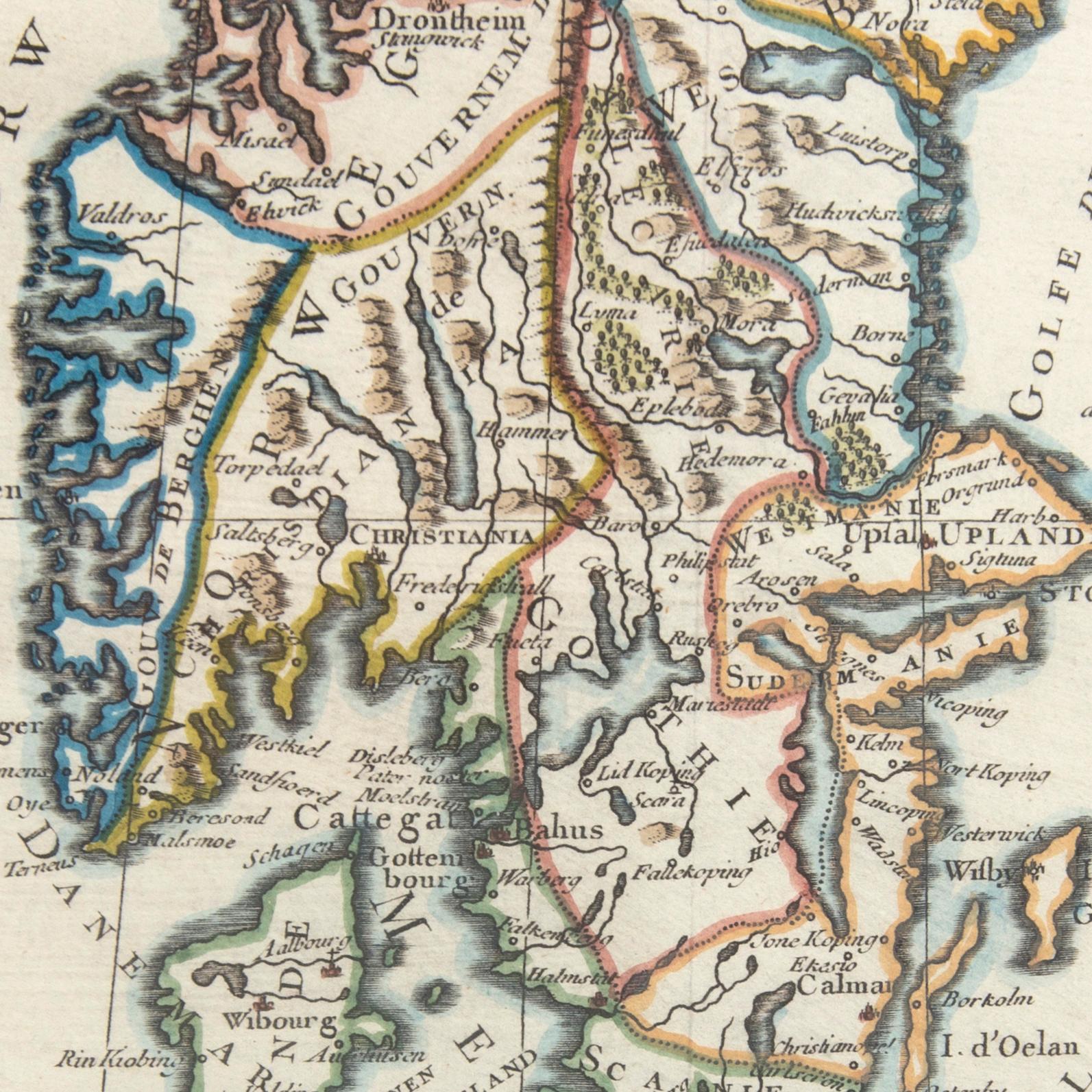 Jean Baptiste Nolin, map hand colored cupper engraving, 1758.