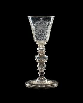 630. POKAL, glas. Kungsholms glasbruk, 1700-tal.