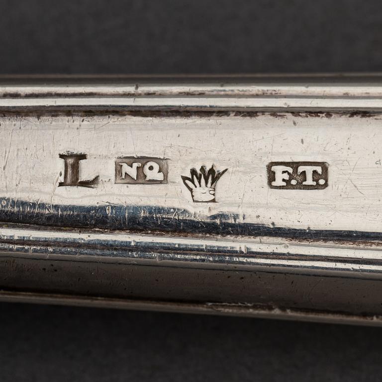 A Finnish silver cutery travel set, 19th century.