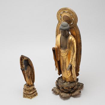 Two Japanese buddhas, Meiji period (1868-1912).