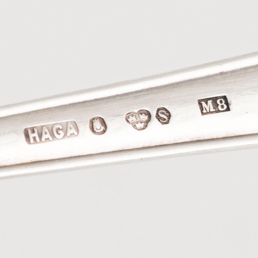 A Swedish Silver Cultery Set, model 'Haga', mark of Skandia Silver, Stockholm, some 1938 (64 pieces).