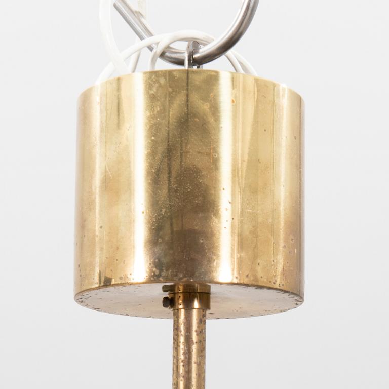 Hans-Agne Jakobsson a brass and glass "T 348/6" chandelier, Markaryd second half of the 20th century.