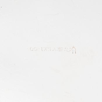 Shaker, tray and cocktail glass, silver plated.