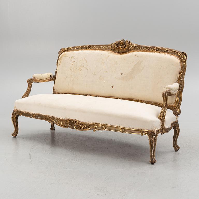 A Rococo style sofa, later part of the 19th century.