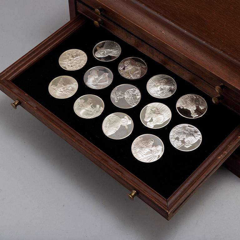 50 sterling silver medals, 'Rembrandt i silver', Franklin Mint AB, 1974.