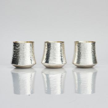 Tapio Wirkkala, a silver pitcher with six beakers, Kultakeskus, Tavastehus Finland 1970-80's.
