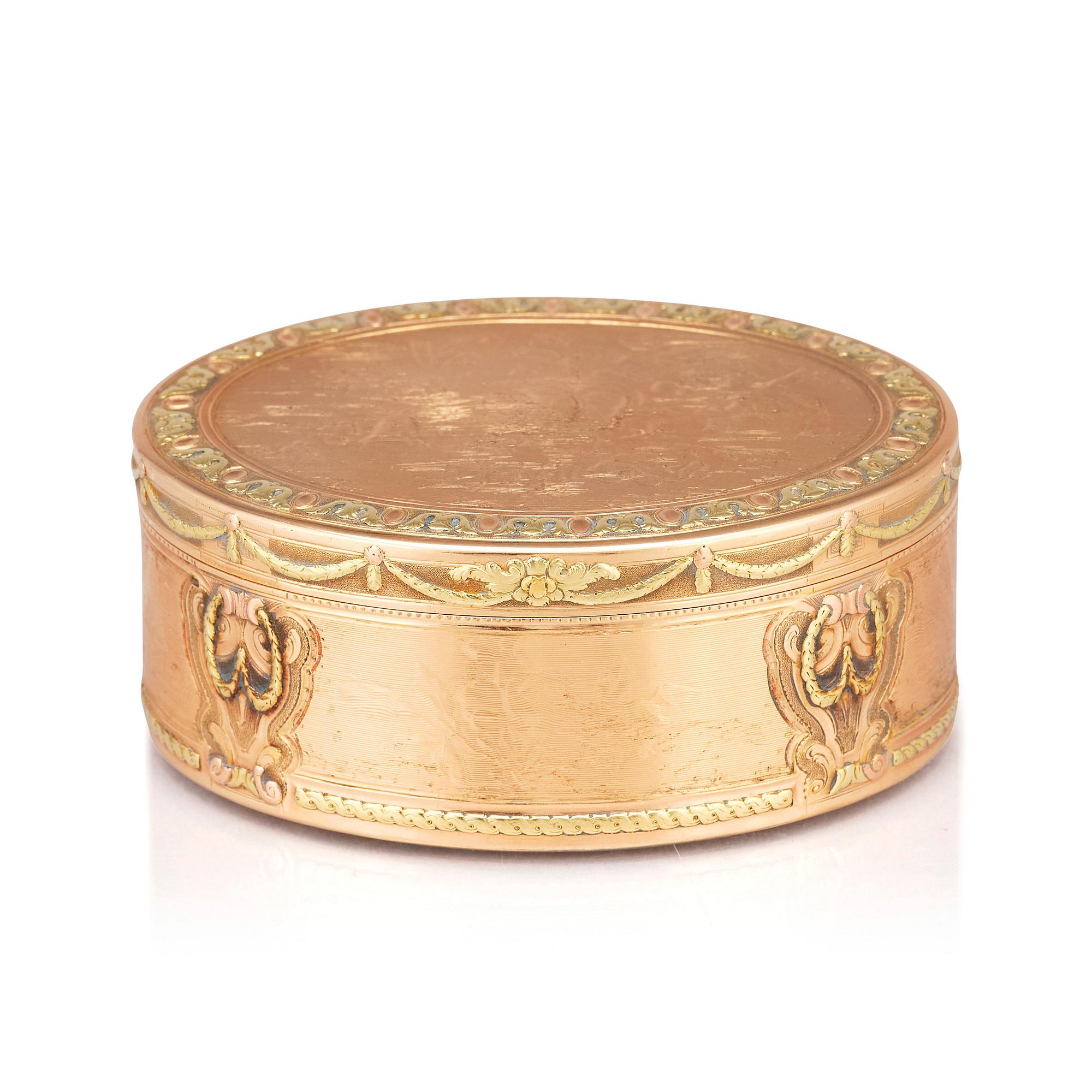 An early 19th century 18 carat gold box, probably Geneva, Switzerland.