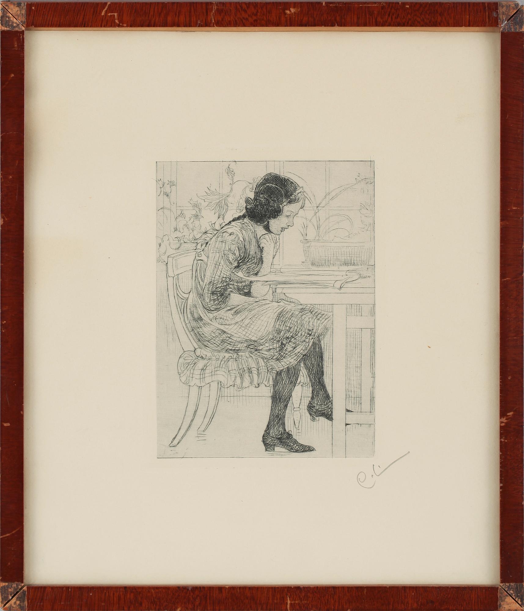 CARL LARSSON, etsning, monogramsignerad.