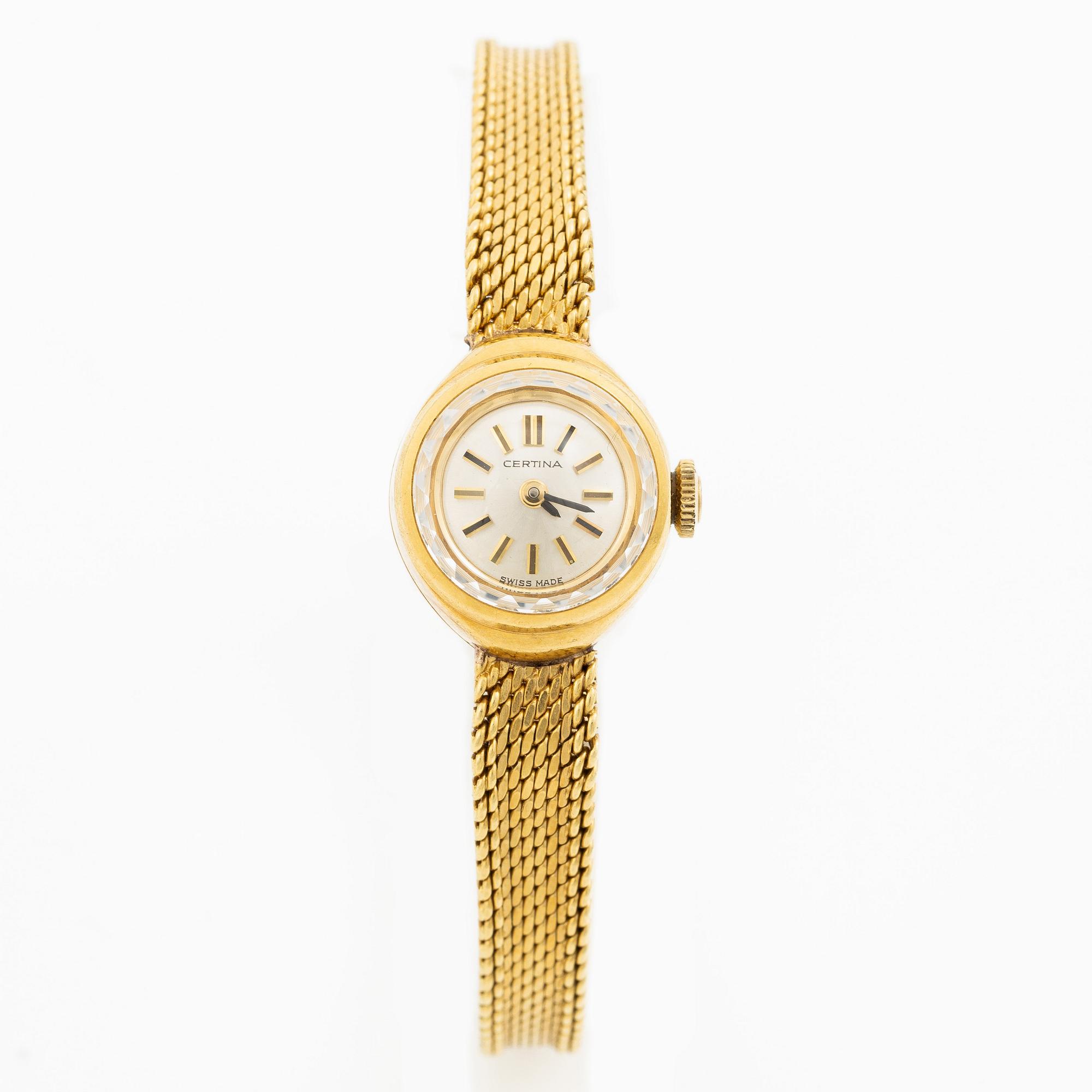Certina, wristwatch, 15.5 mm, 18K gold.