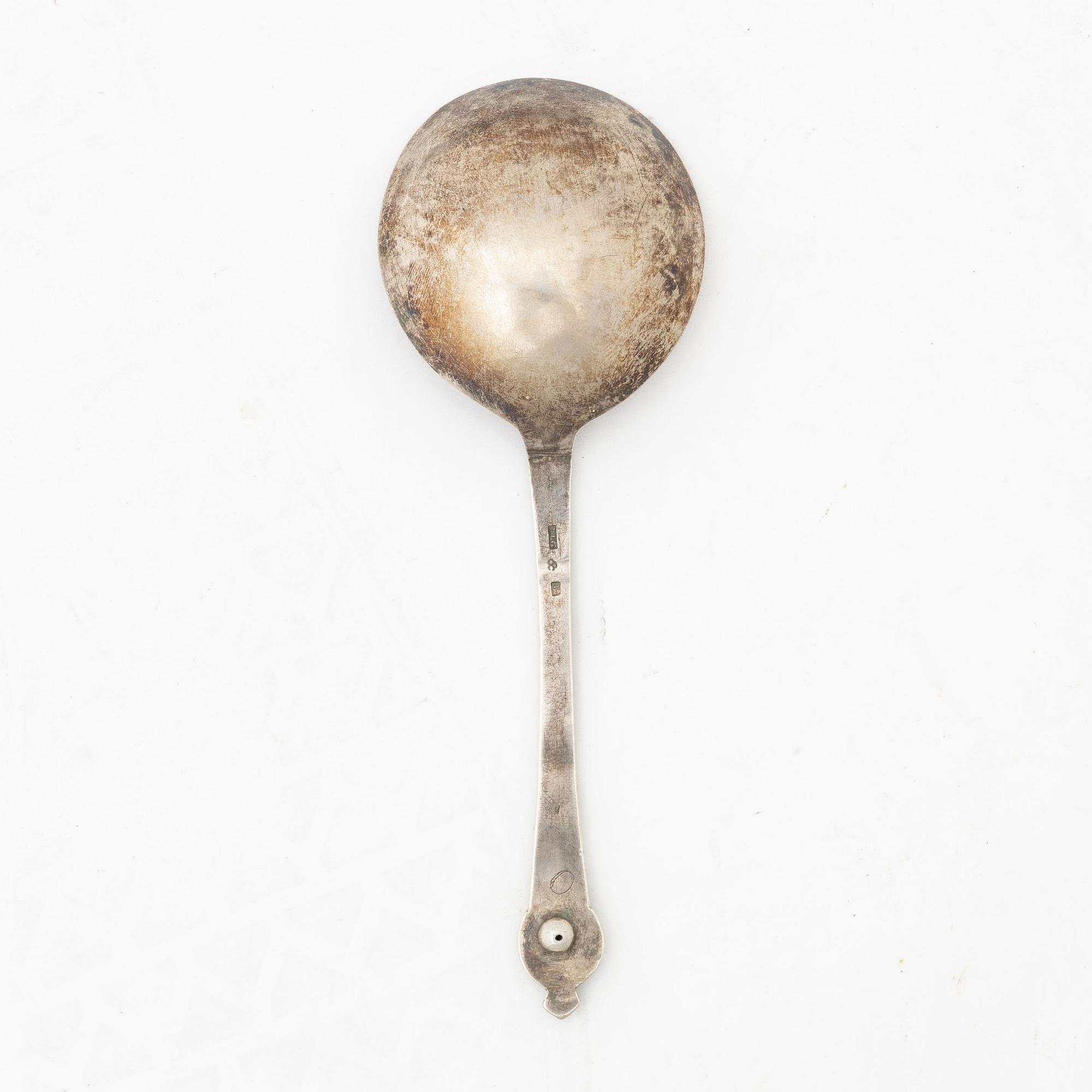 A Swedish silver spoon, marks of Lars Löfgren, Hudiksvall 1793.
