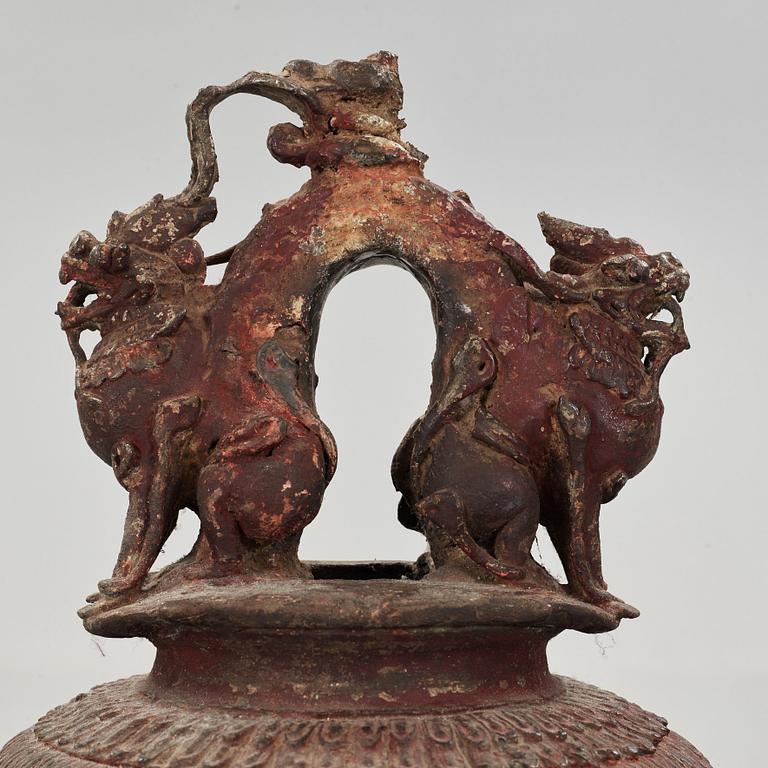 A Burmese bronze temple bell, 19th Century.