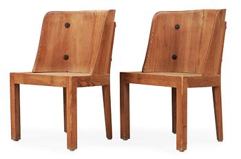 640. A pair of Axel Einar Hjorth stained pine 'Lovö' chairs by Nordiska Kompaniet, 1930's.