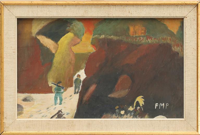 PRIMUS MORTIMER PETTERSSON, olja på pannå, monogramsignerad.