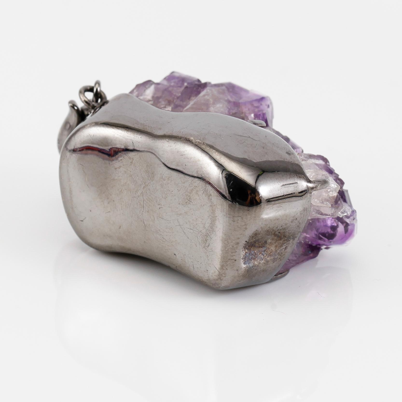 HÄNGE, silver, ametistkvarts och diamanter.