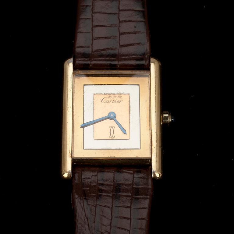 DAMARMBANDSUR, Cartier Tank, kullattua hopeaa. 1900-luvun loppupuoli.