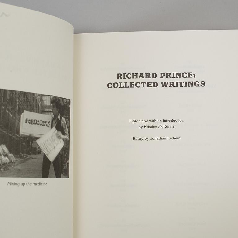 RICHARD PRINCE, "Collected Writings" signed (Inscribed). Santa Monica/Foggy Notion Books/Hatje Cantz Verlag , 2011.8vo,