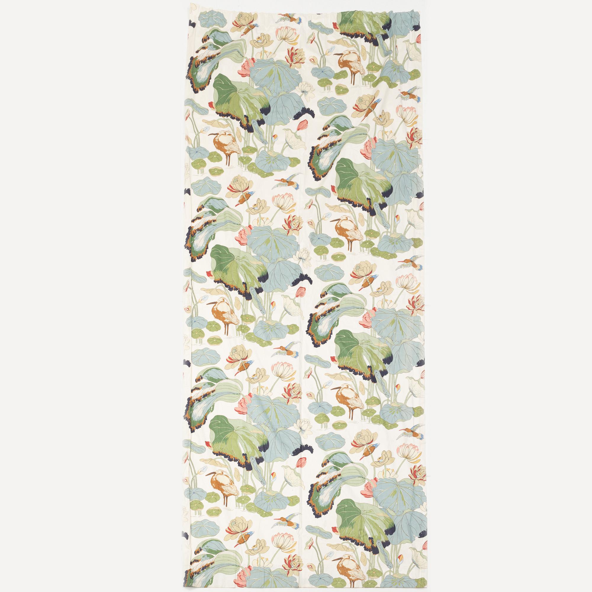 Four cotton curtains 'Nympheus', GP & J Baker, England.