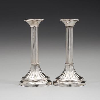 A pair of Swedish 18th century silver candlesticks, mark of Anders Brandt, Norrköping 1784.