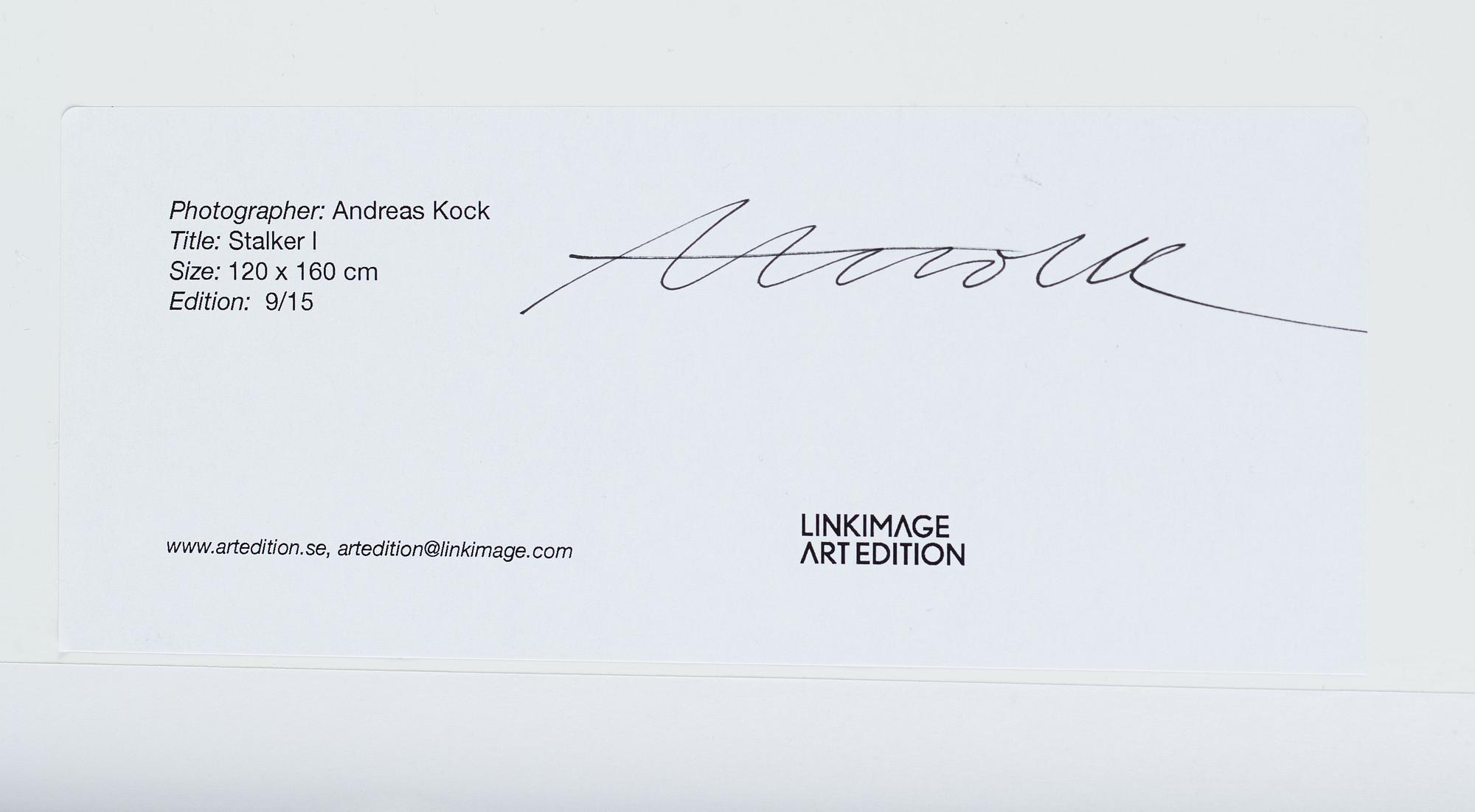 Andreas Kock, photograph signed on verso edition 9/15.