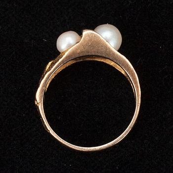 RING, guld 14K, pärlor. Björn Weckström, Lapponia 1971.