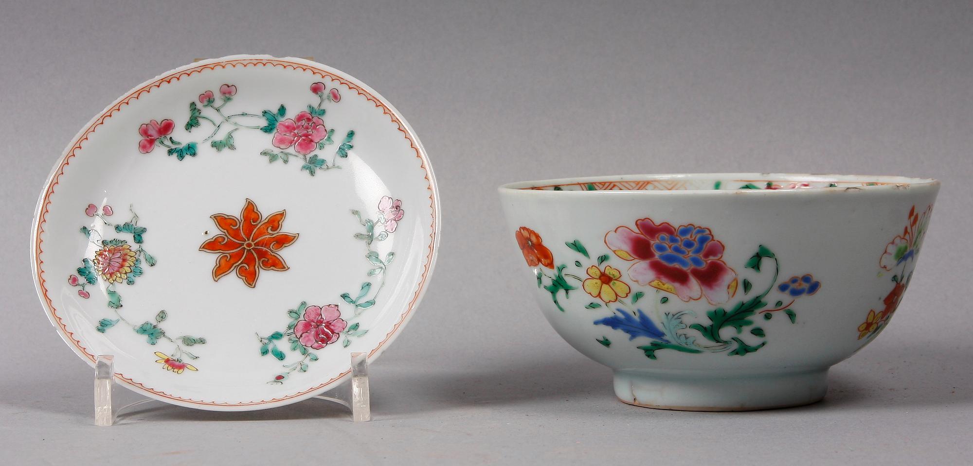 SKÅL samt FAT, porslin, Kina, 1700-tal.