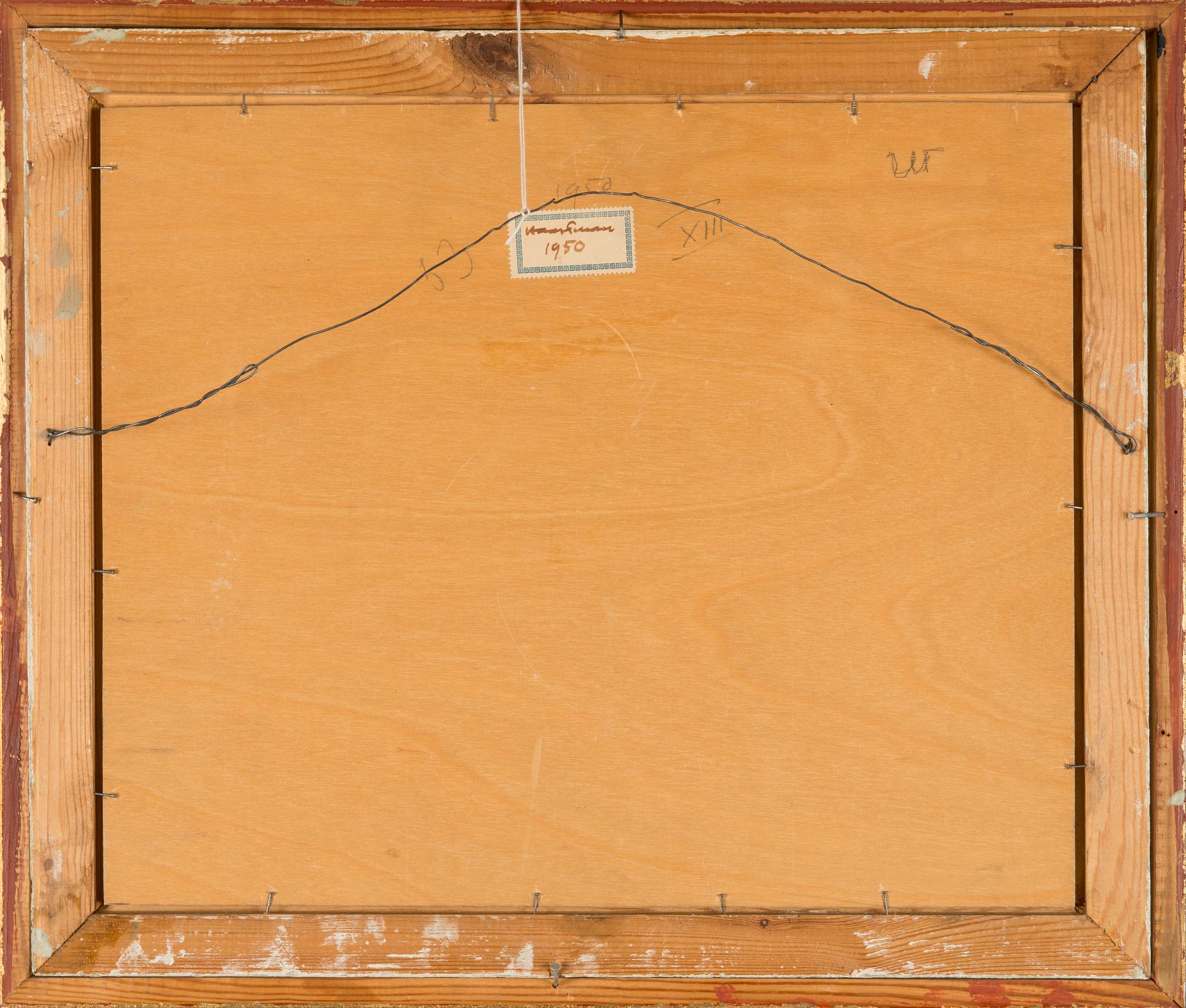 Axel Haartman, oil on board, signed and dated Kimito Rönnudd 1950.