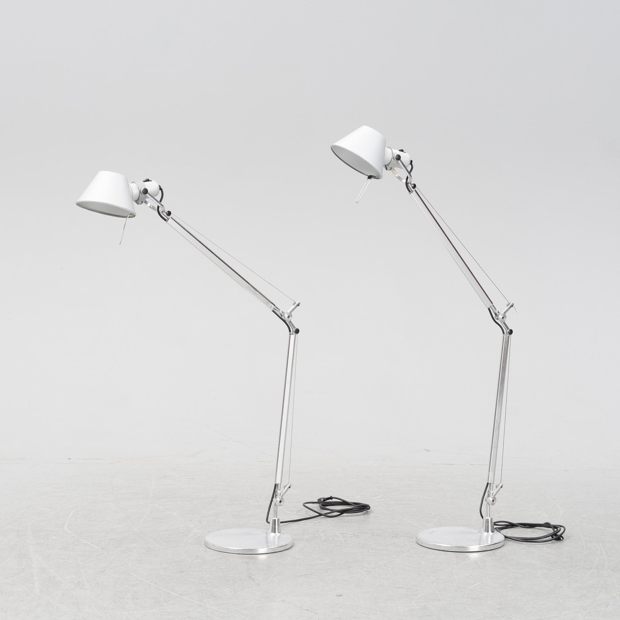 Michele De Lucchi & Giancarlo Fassina, a pair of 'Tolomeo' table lights, Artemide, Italy.