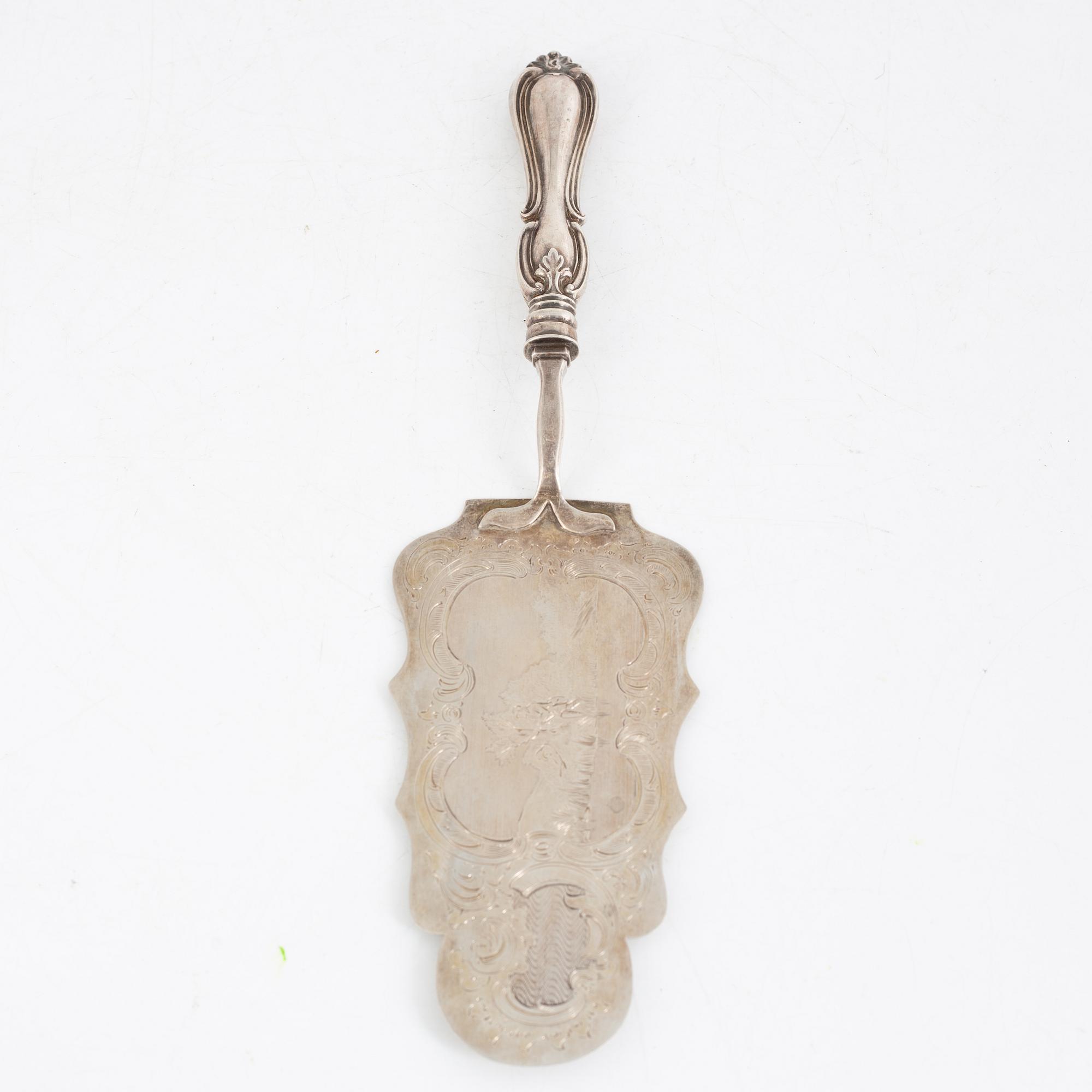 Christopher Creutz, tårtspade, silver, nyrokoko, Stockholm 1861.