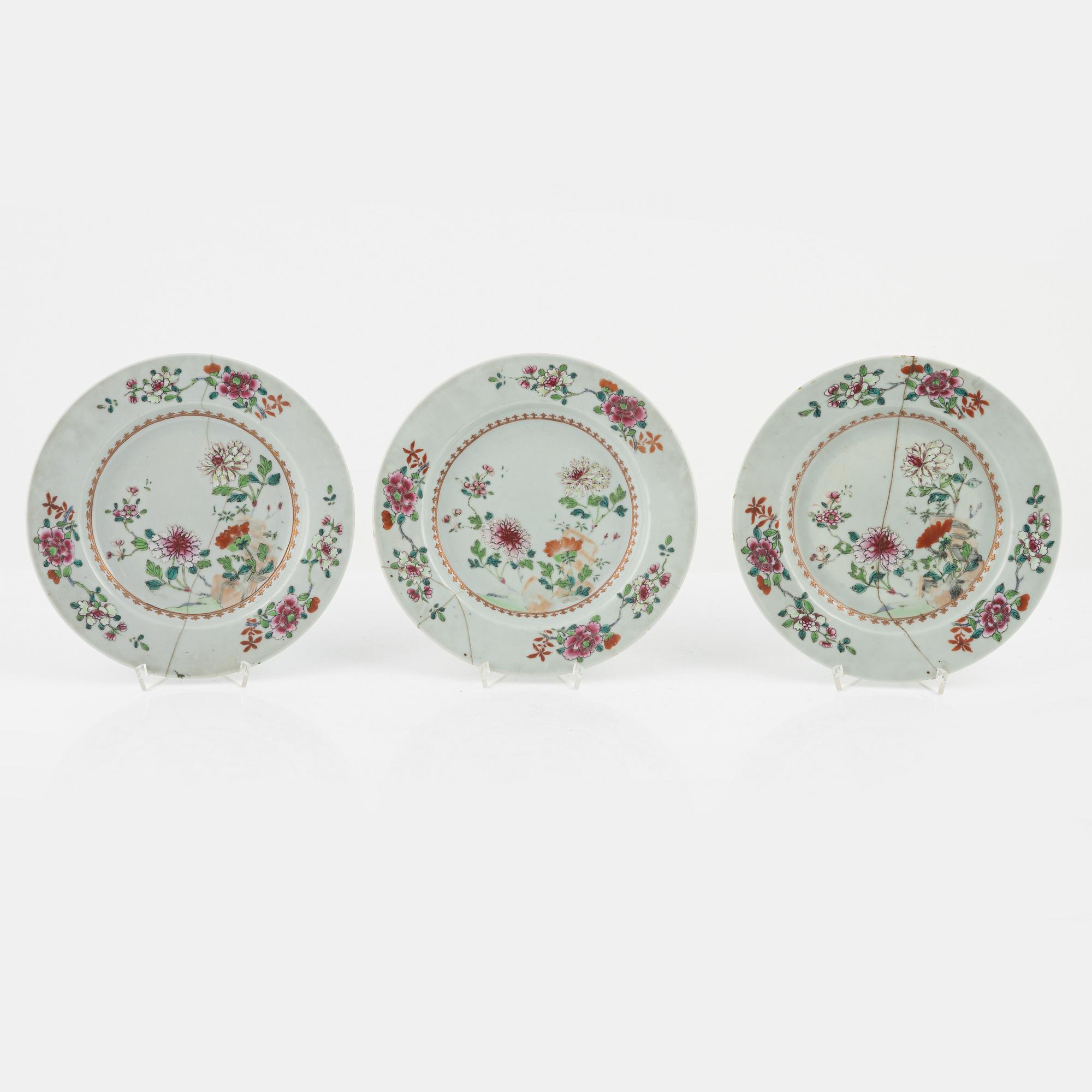 A set of five odd famille rose dishes, Qing dynasty, Qianlong (1736-95).