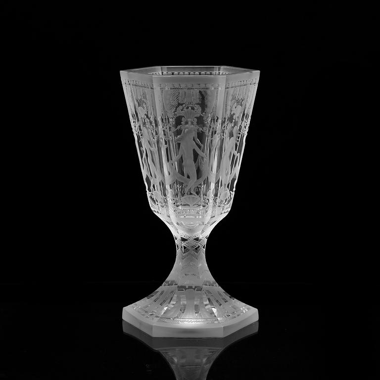 POKAL, glas, "Sex Gracer" Simon Gate, Orrefors, daterad 1979.