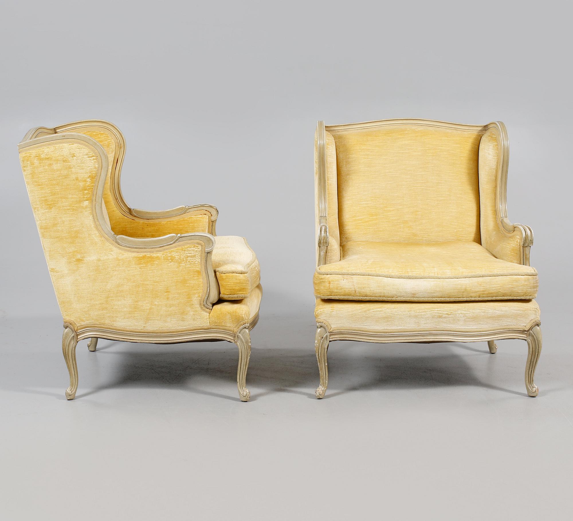 BERGÈRER, ett par, rokokostil, 1900-talets mitt.