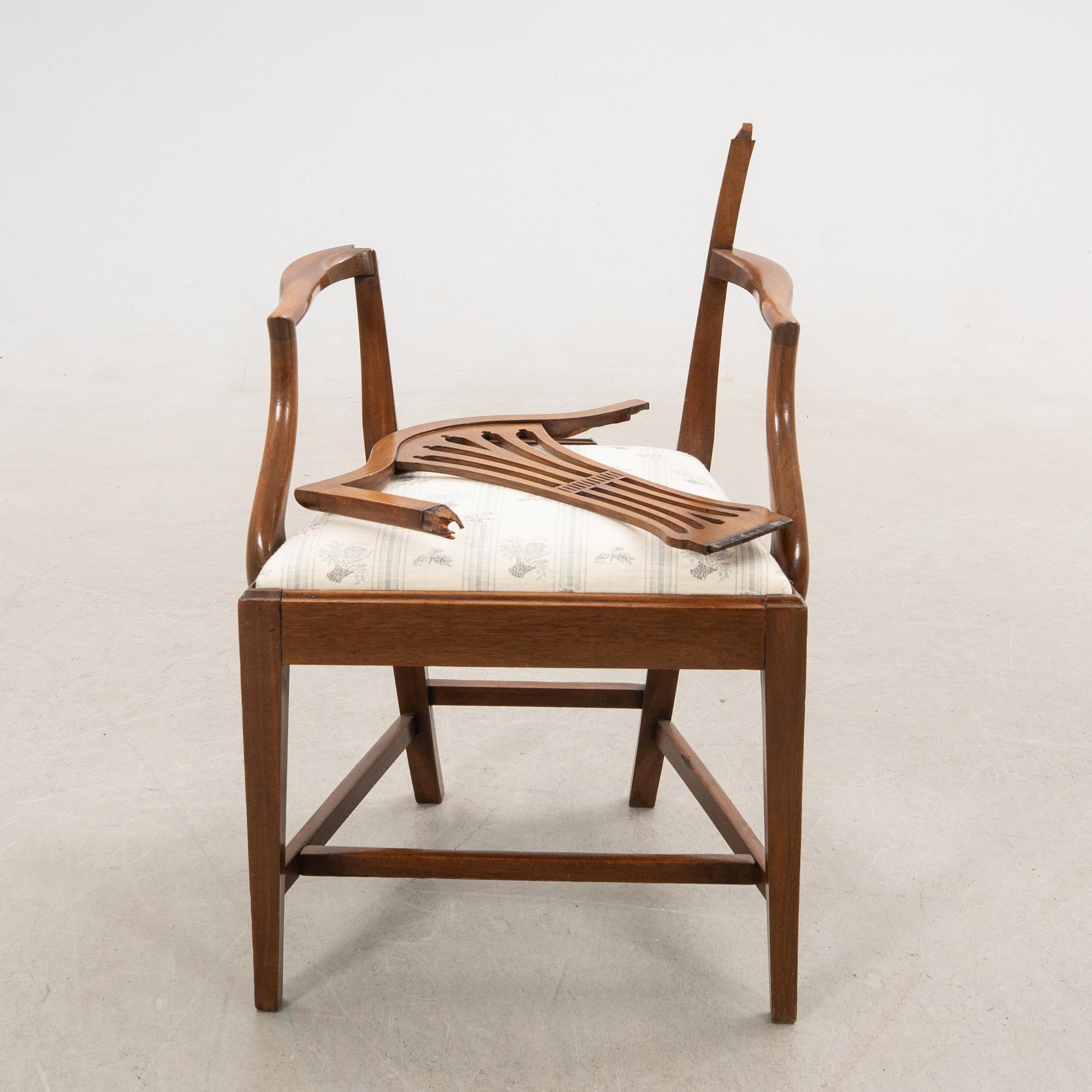 Chairs 10 pcs and armchairs 1 pair Chippendale style England circa 1900.