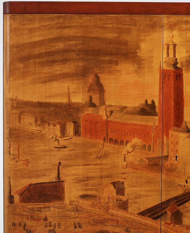 Isaac Grünewald, & Olof Östberg, skåp, unikt, AB GA Berg, Stockholm, 1935.