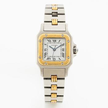 Cartier, Santos, "Godron Bracelet", wristwatch, 23,5 x 23,5 (34,5) mm.