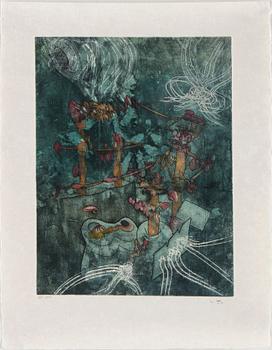 ROBERTO MATTA, Suite with 10 aquatints in colours, 1975, on Japon nacré paper.