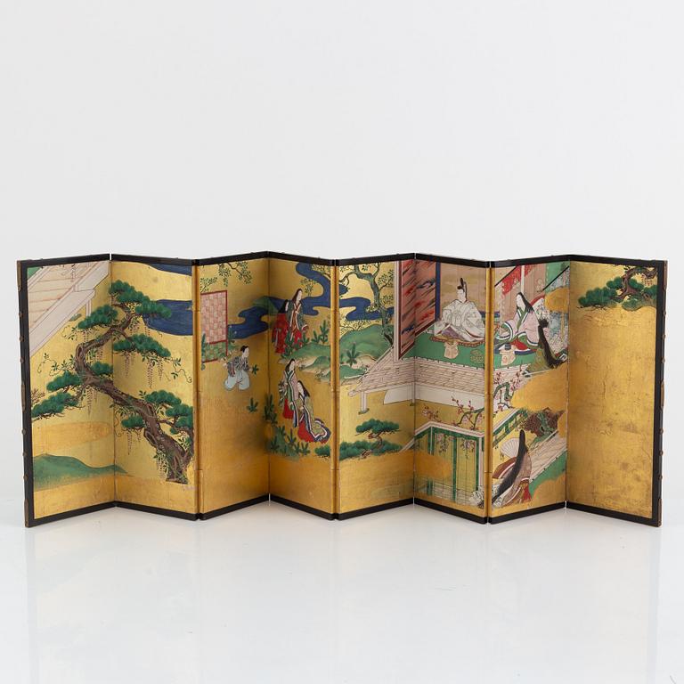Skärm, åtta delar, Japan, Meiji (1868-1912).
