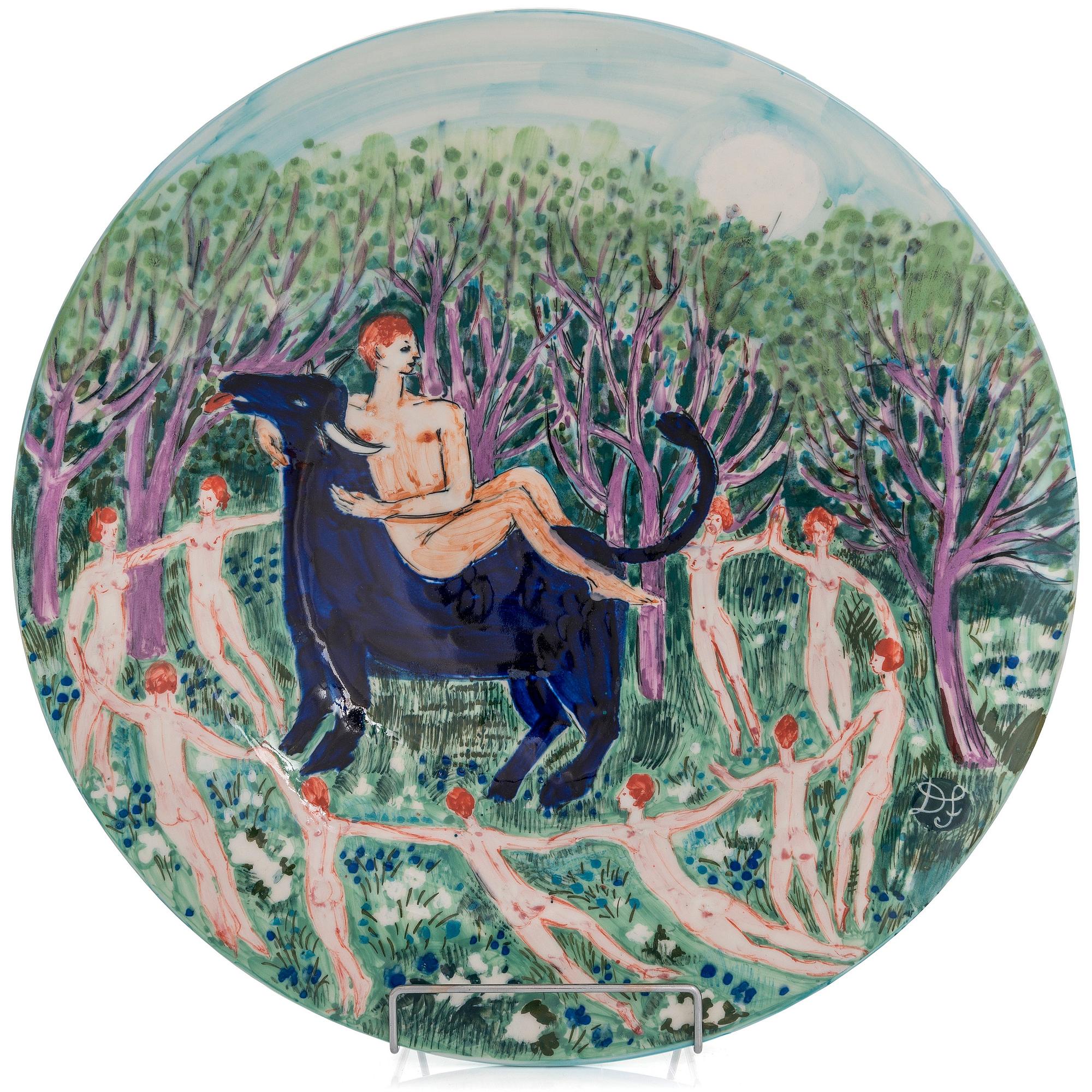 DORRIT VON FIEANDT, a decorative plate, 'Taurus', from Horoscope series, signed DF Arabia. 1993-1997.
