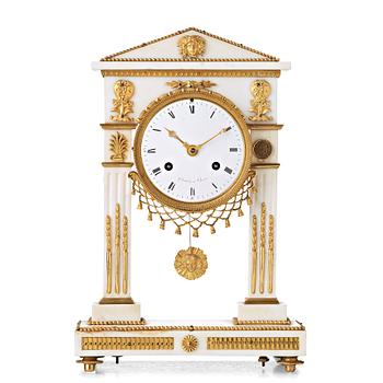 89. A Louis XVI late 18th century mantel clock by Antoine Gaulin (master in Paris 1788).