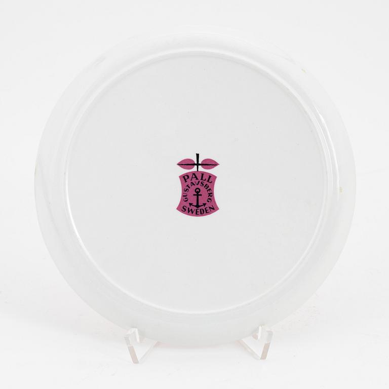 Stig Lindberg, assietter, 6 st, flintgods, "Pall", Gustavsberg, 1963-1964.