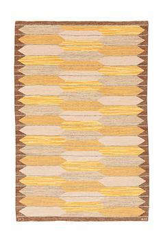 315. Hjördis Jansson, a carpet, flat weave, ca 244 x 170 cm. Signed HJ KH.