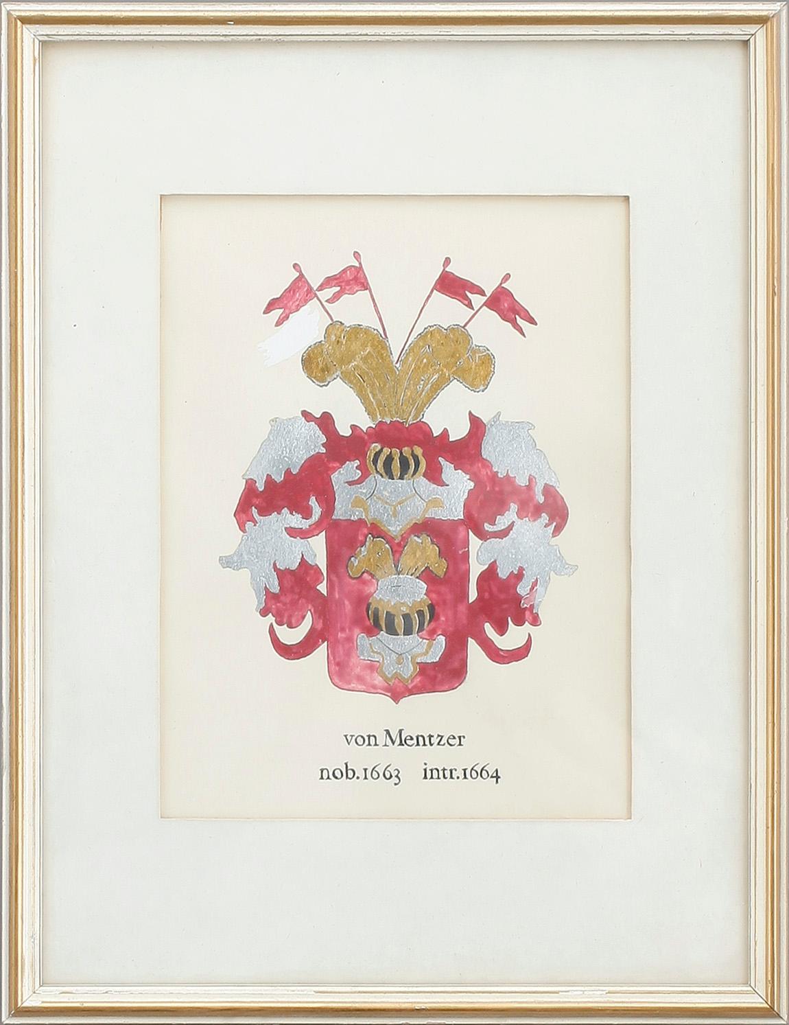 KÄPP samt målad VAPENSKÖLD, von Mentzer.