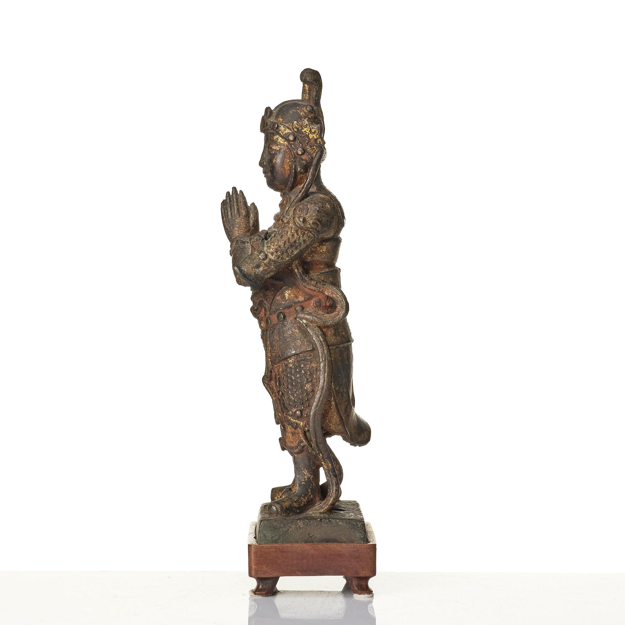 A bronze sculpture of a guardsman, Ming dynasty (1368-1644).