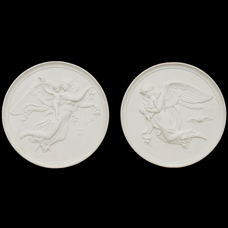 BERTEL THORVALDSEN, reliefer ett par, Royal Copenhagen, 1800-tal.