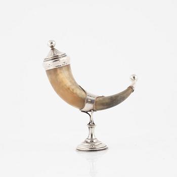 A Swedish Silver Drinking Horn, mark of Erik Johansson, Gävle 1890.