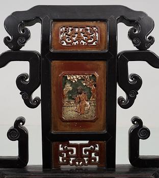 A black and red lacquered wooden chair, Qing dynasty.