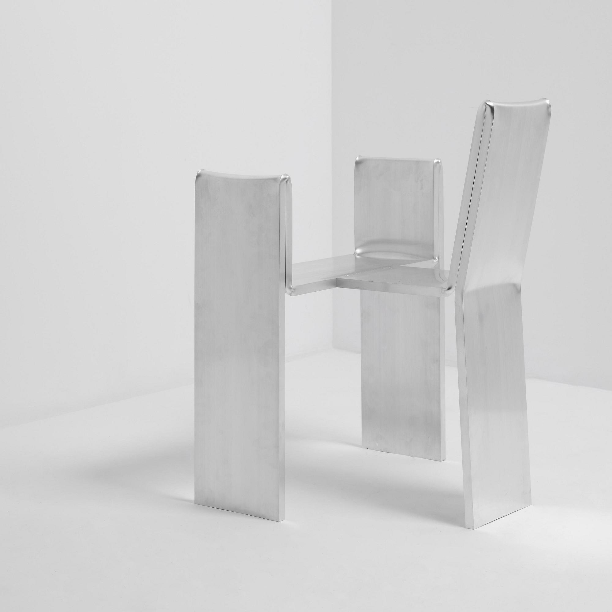 David Taylor, stol, unik, "Aluminium Chair", Studio Mellösaverken, Sverige, 2025.