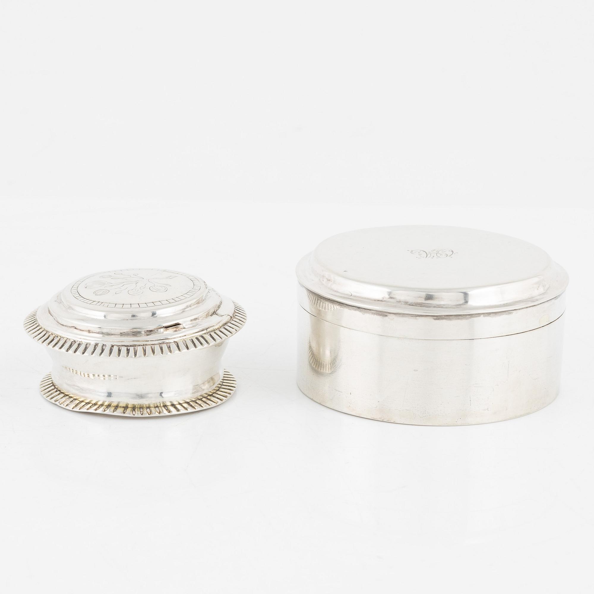 Dosor, 2 st, silver, Sverige, 1800-tal.